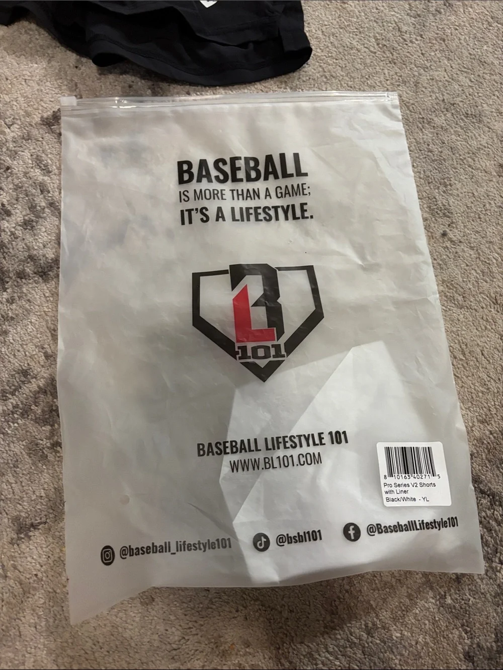 Baseball Lifestyle 101 Pro Series V2 Training Shorts w Liner Youth Large Black